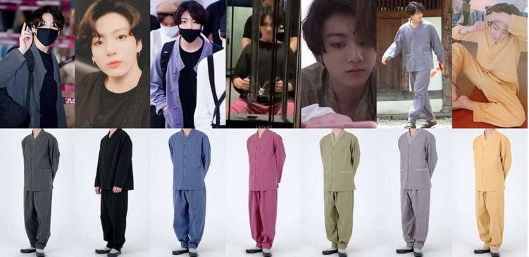 BTSグク&テテ&V愛用!男女共用生活韓服(送料無料)スイカ緑,,マスタード,ピンク,黄土,ココア,ホワイト windy_long